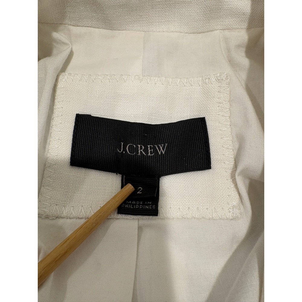 J.Crew Linen Blazer Women Size 2 Ivory Preppy Coastal Old Money Career summer - Picture 7 of 9